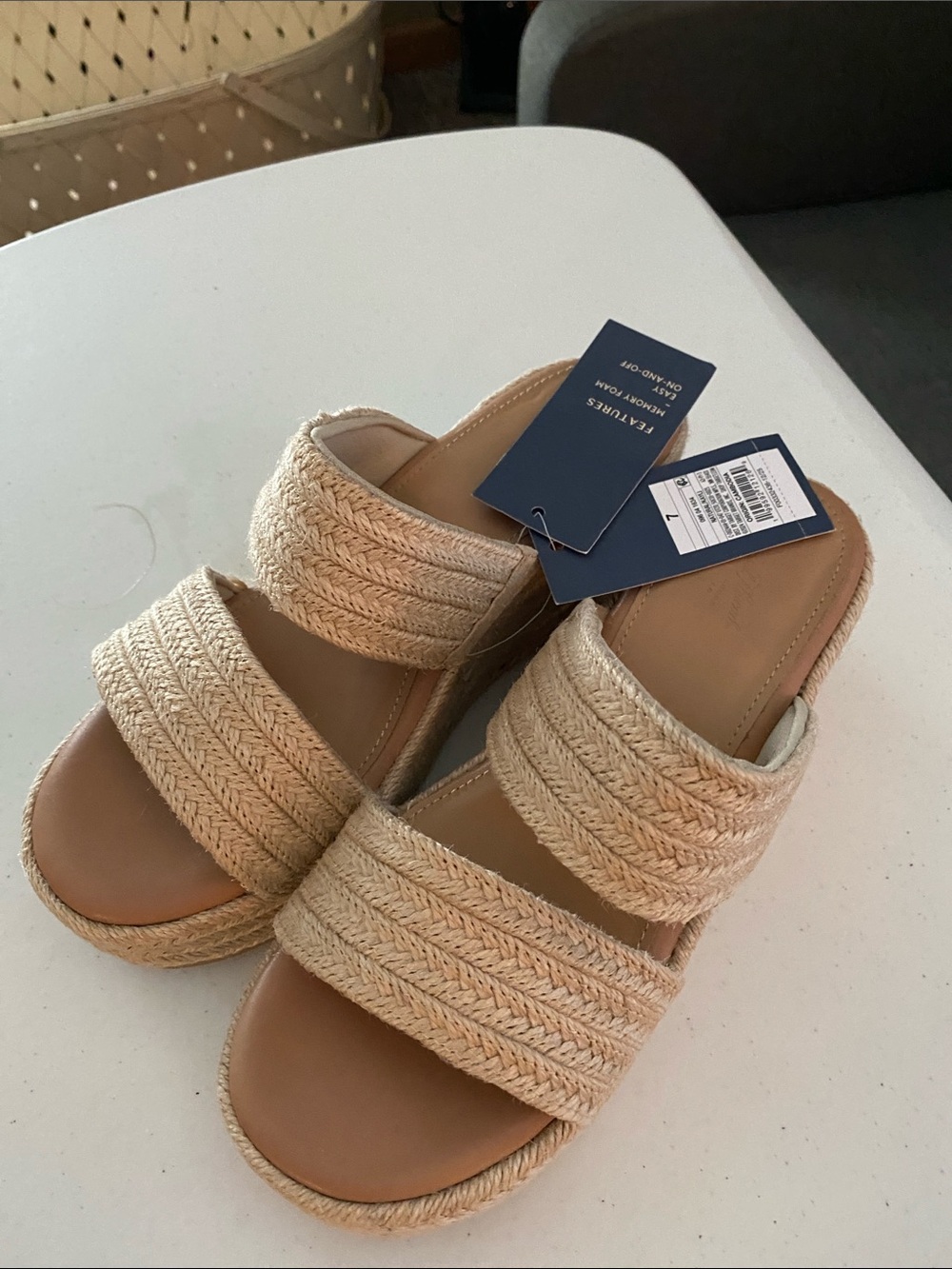 Universal Thread Beige Braided Platform Slide Sandals